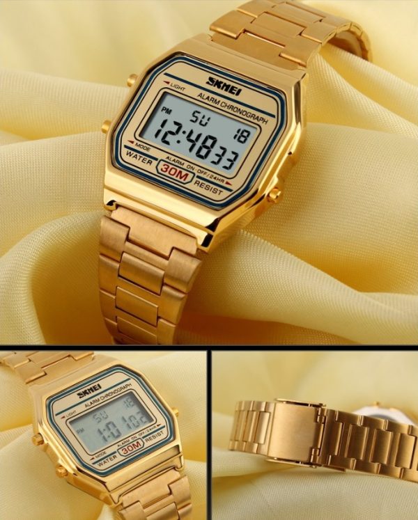 Skmei 1415 – Women Digital Stainless Steel Water Resistant – Gold