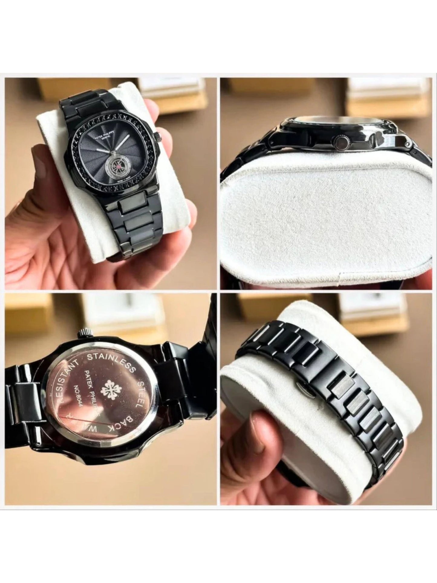 Patek Black Diamond Studded Premium Watch