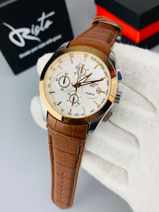 Luxury Chronograph Watch for Men | Business Edition - Brown Golden