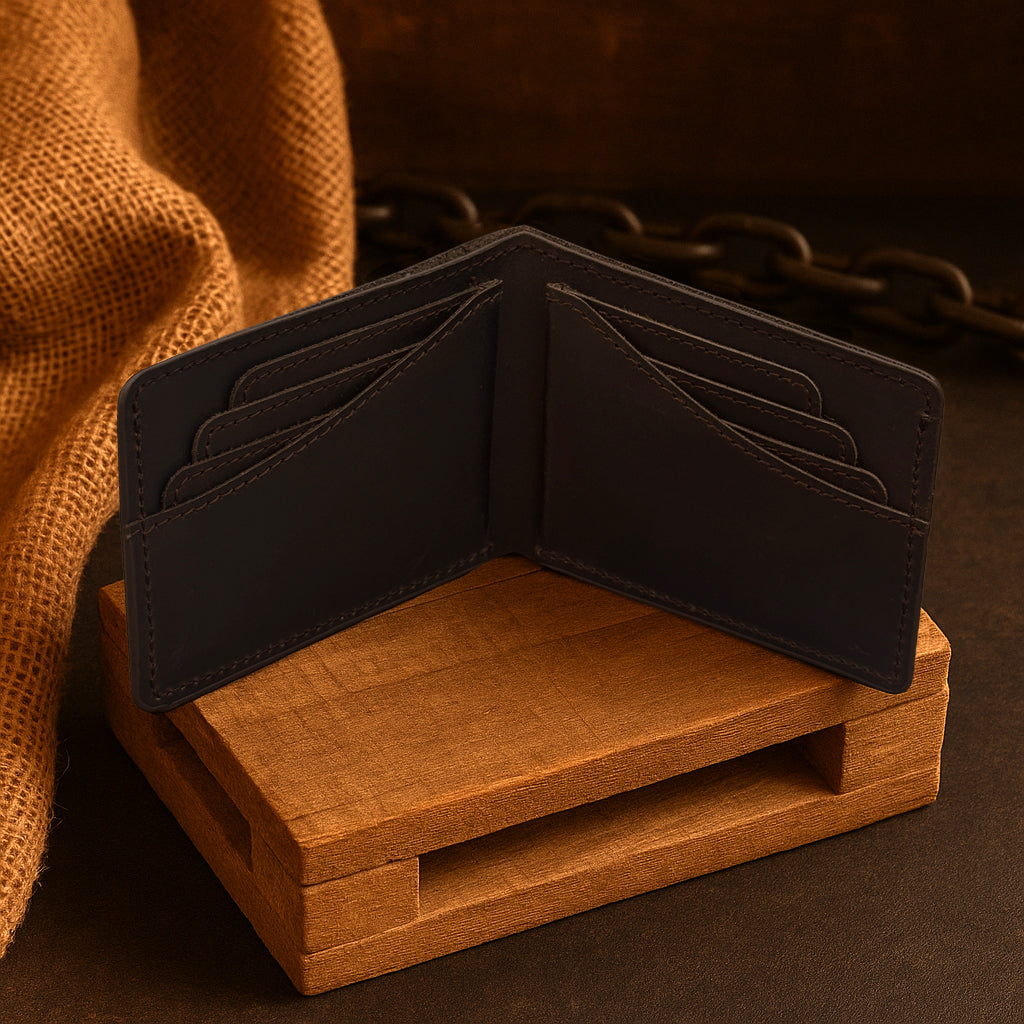 The Curve - A Leather Bifold Wallet - Black