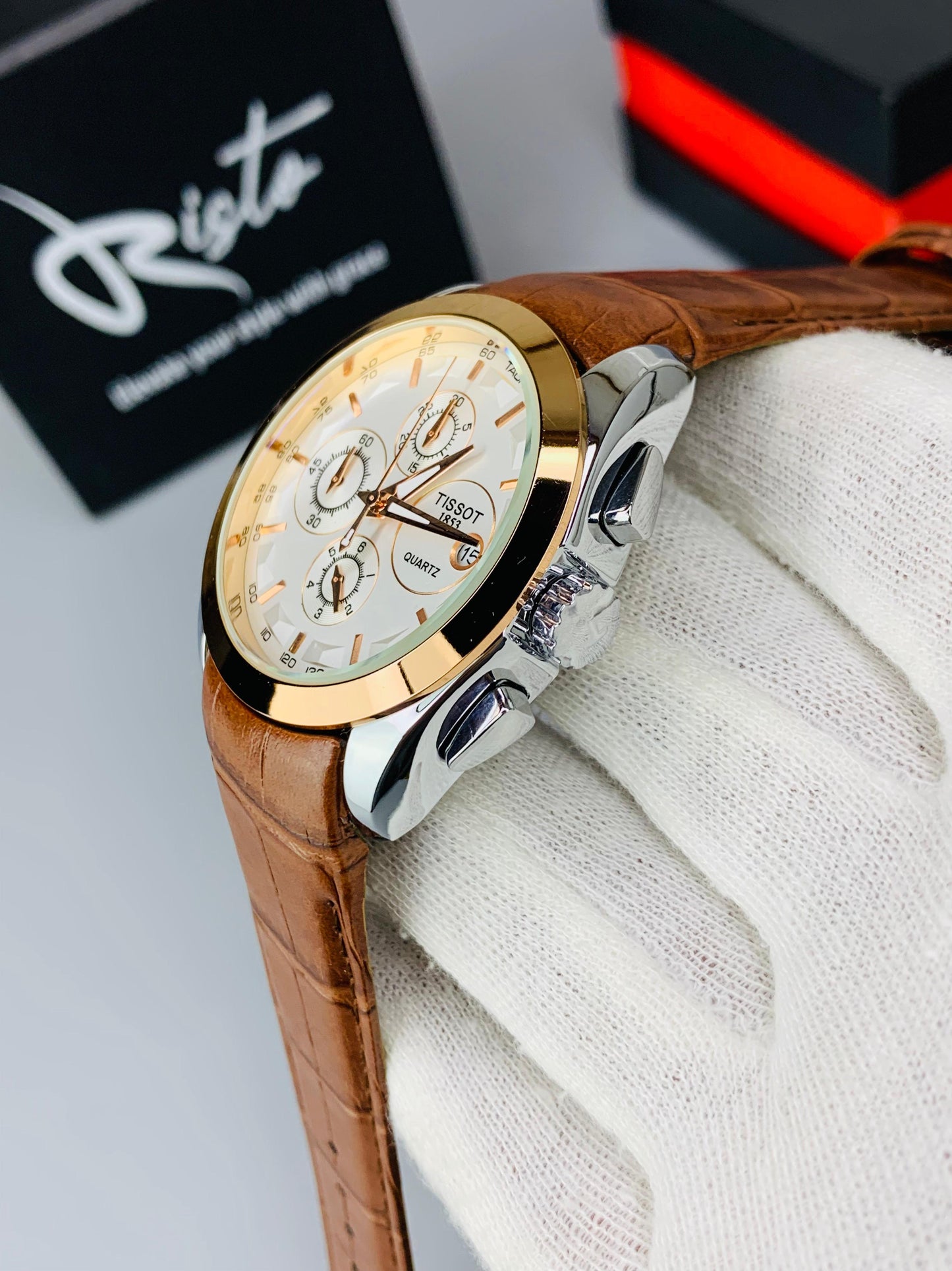 Luxury Chronograph Watch for Men | Business Edition - Brown Golden