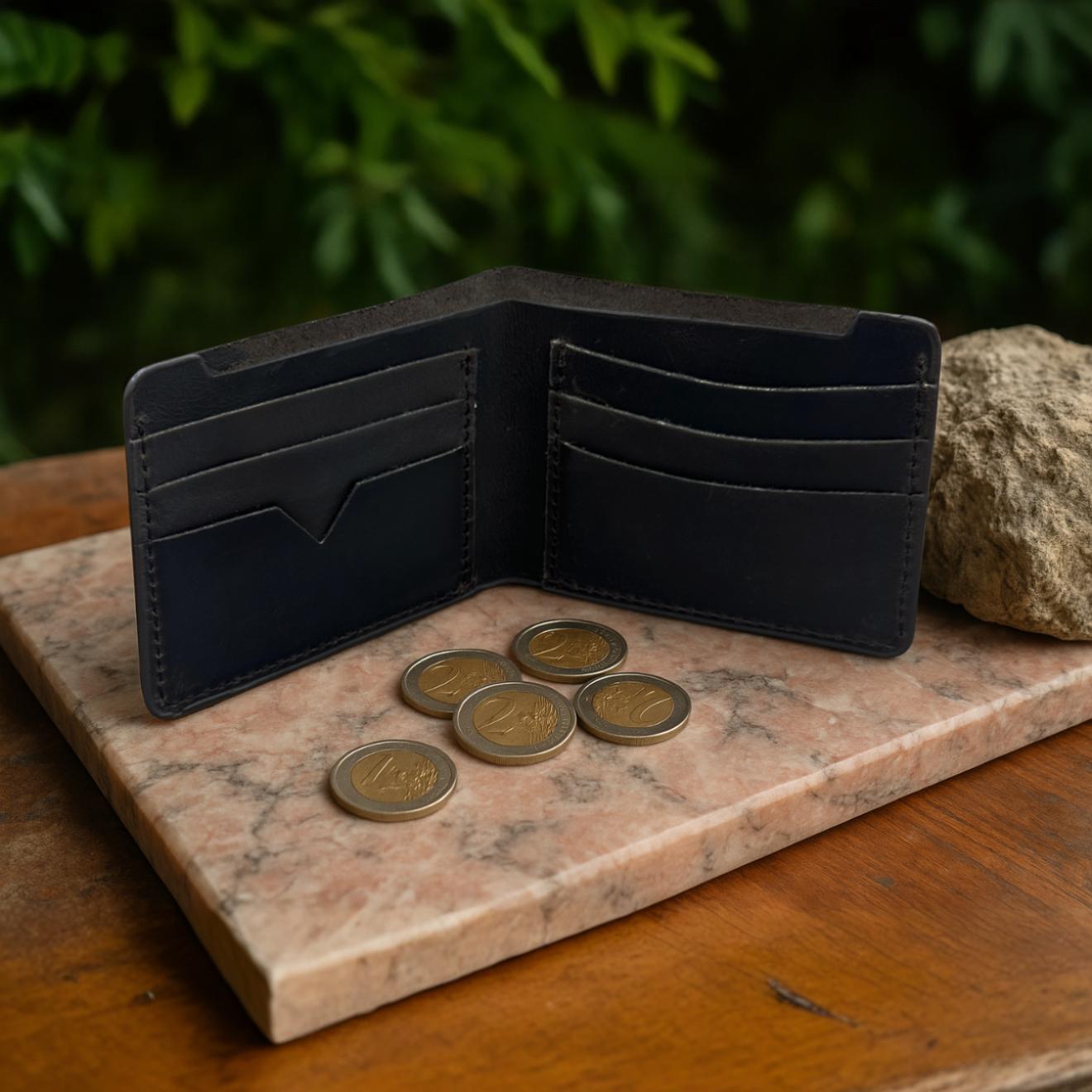 The Arrow - Classic Bi-Fold Leather Wallet - Black