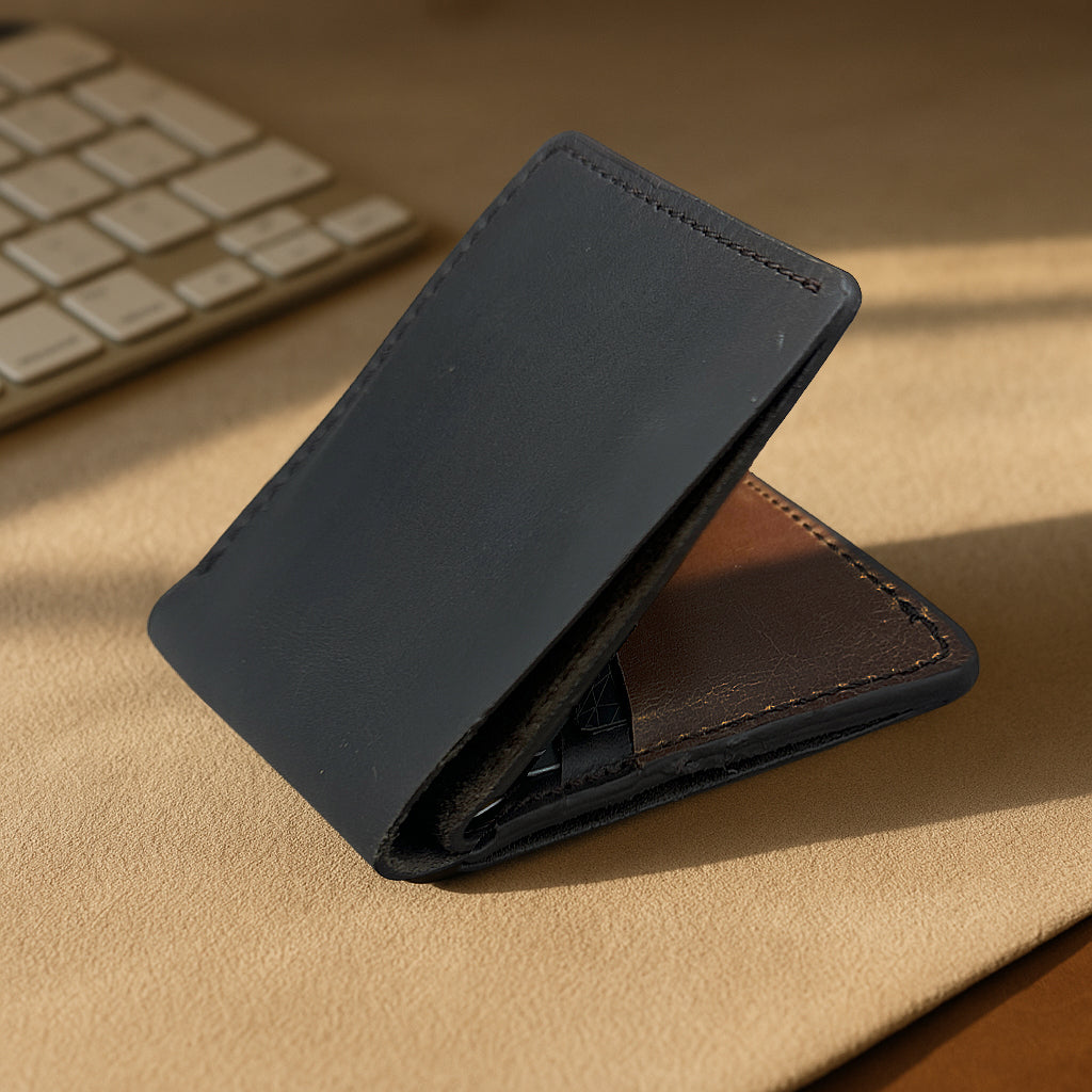 The Warp - Leather Cardholder Wallet - Black/Brown