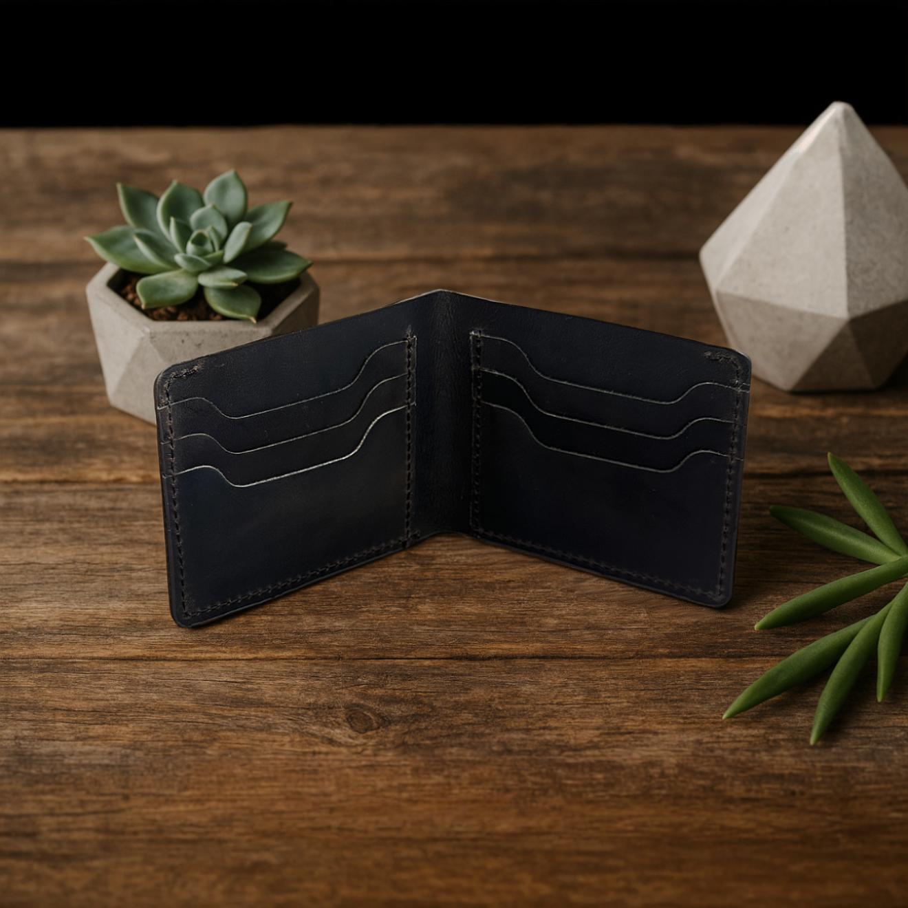 The Fixer - Classic Bi-Fold Leather Wallet - Black