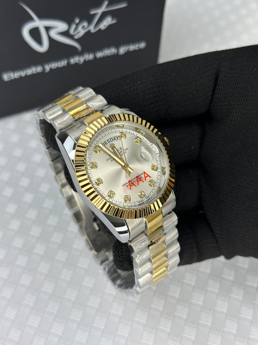 RLX - Oyster Perpetual Day & Date - Two Tone Silver