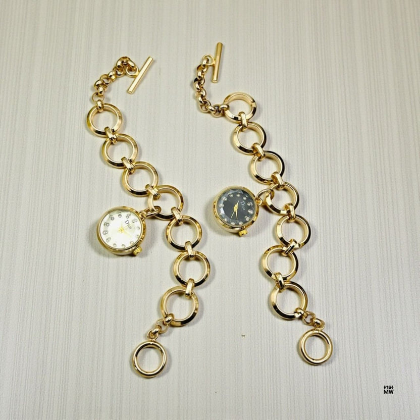 Dior Round Watch Bracelet - Golden Chain