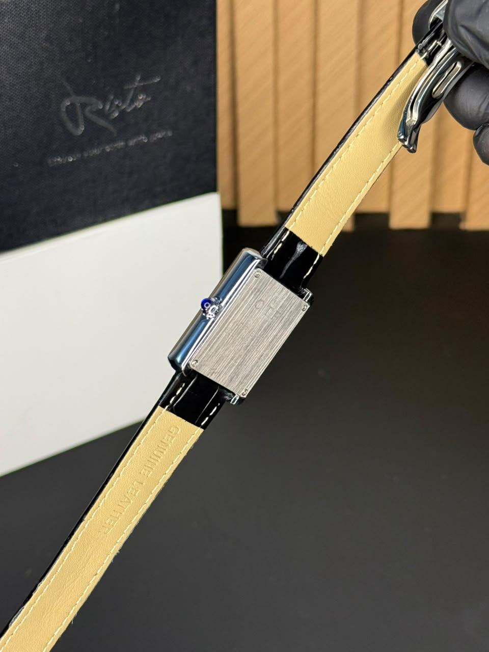 Cartier Tank Roman Numerals Watch - Leather Straps Black White Dial