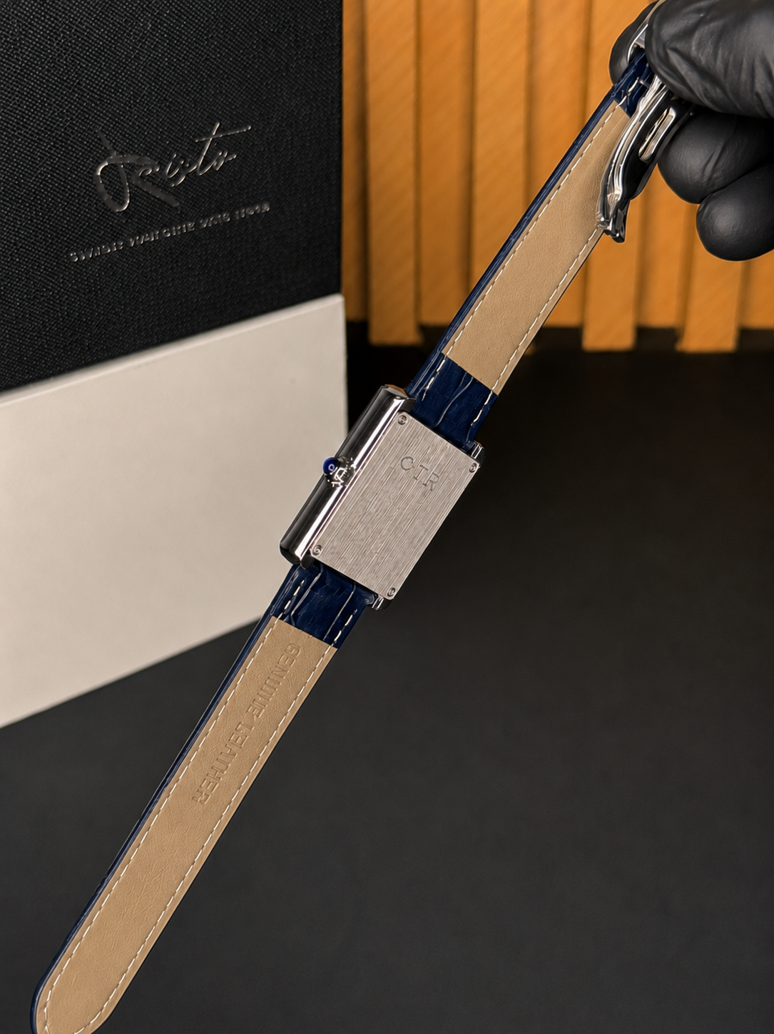 Cartier Tank Roman Numerals Watch - Leather Straps Blue White Dial
