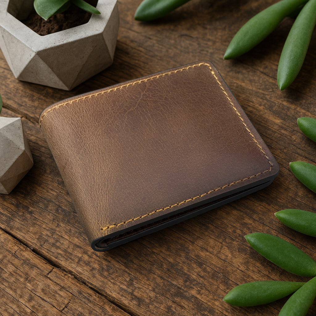 The Fixer - Classic Bi-Fold Leather Wallet - Brown/Black