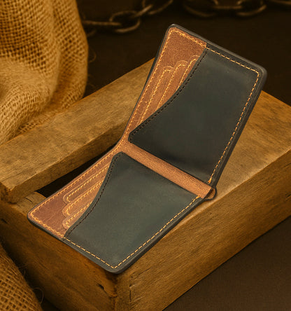 The Curve - A Leather Bifold Wallet - Brown/Black