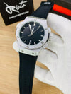 HB Classic Fusion - Leather Straps - Premium Watch - Black Silver