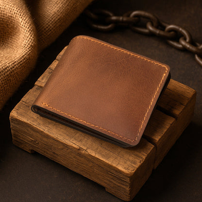 The Curve - A Leather Bifold Wallet - Brown