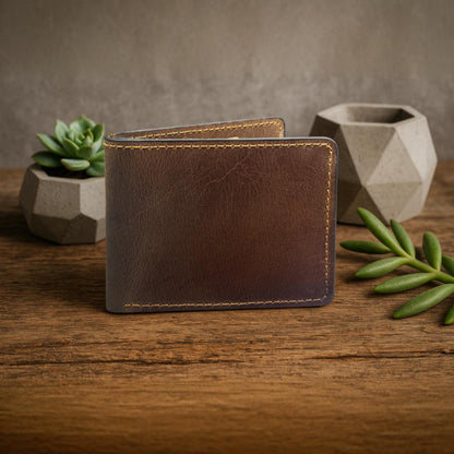 The Fixer - Classic Bi-Fold Leather Wallet - Brown