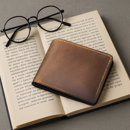 The Settler - Leather Bi-Fold Wallet - Brown/Black