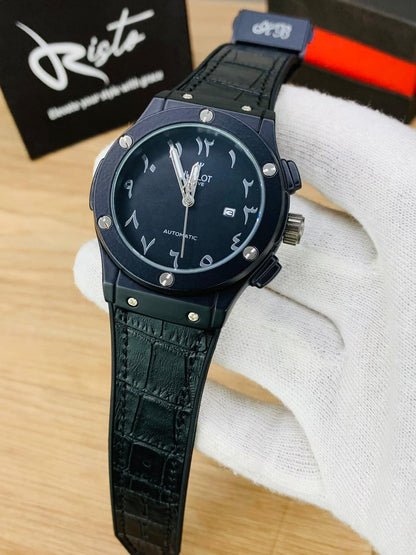 HB Arabic Dial - Leather Straps - Premium Watch - Full Black