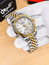 Oyster diamond stud Datejust - Premium Watch - Two tone silver