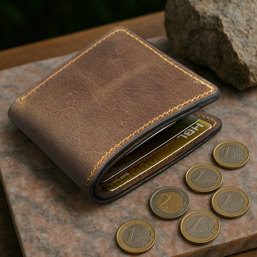 The Arrow - Classic Bi-Fold Leather Wallet - Brown/Black