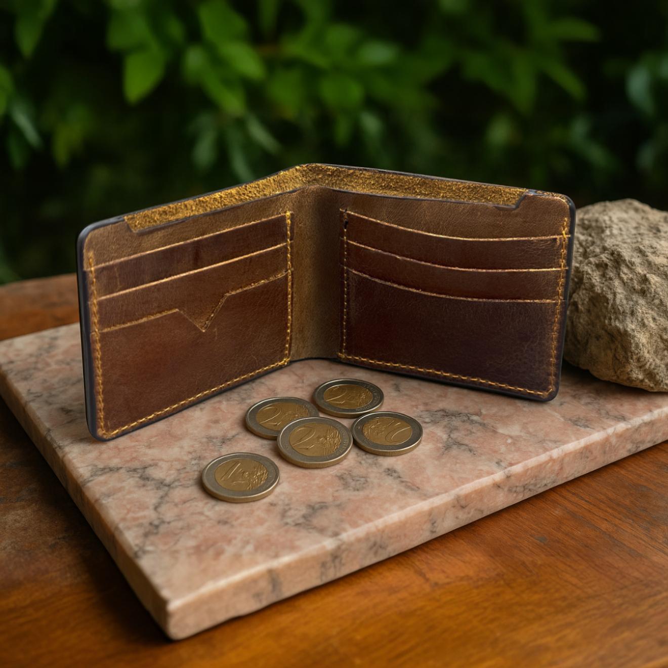 The Arrow - Classic Bi-Fold Leather Wallet - Brown