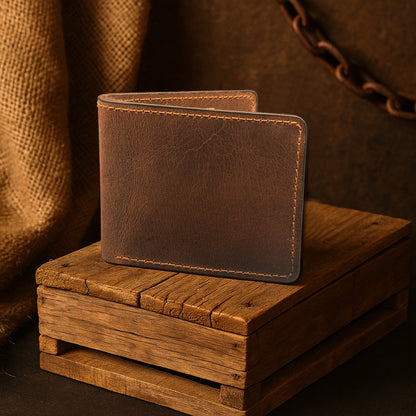 The Curve - A Leather Bifold Wallet - Brown