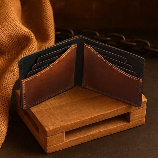 The Curve - A Leather Bifold Wallet - Black/Brown