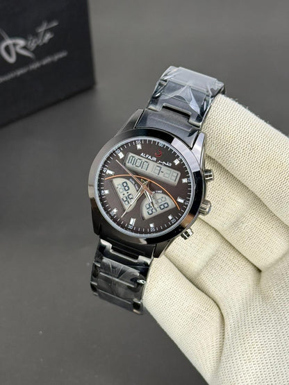 Al Fajar Islamic Prayer Watch – Dual-Time Stainless Steel Watch with Qibla Compass & Azan Alarm