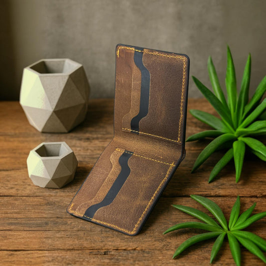 The Fixer - Classic Bi-Fold Leather Wallet - Brown/Black