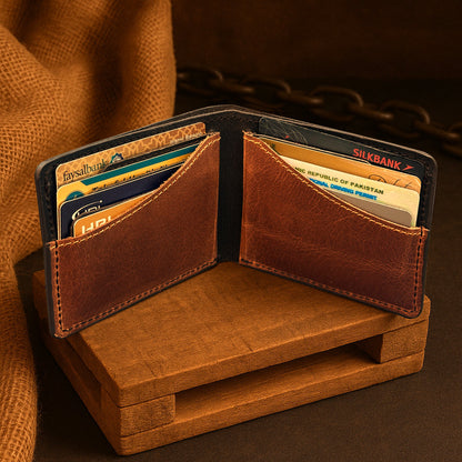 The Curve - A Leather Bifold Wallet - Black/Brown