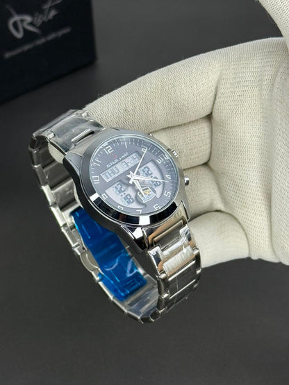Al Fajar Islamic Prayer Watch – Dual-Time Stainless Steel Watch with Qibla Compass & Azan Alarm