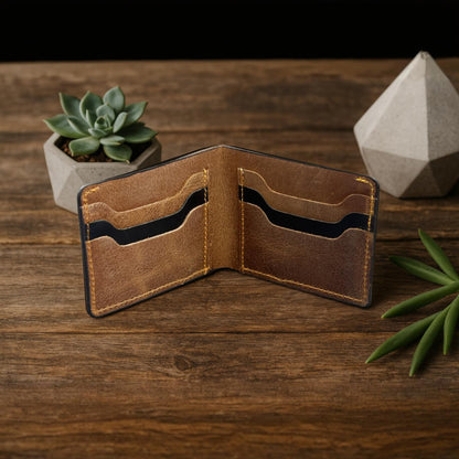 The Fixer - Classic Bi-Fold Leather Wallet - Brown/Black