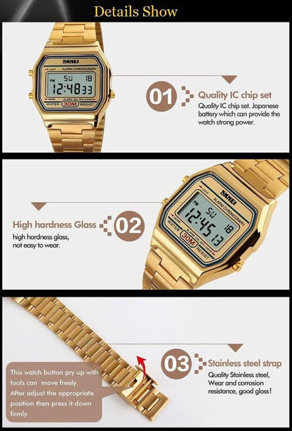 Skmei 1415 – Women Digital Stainless Steel Water Resistant – Gold