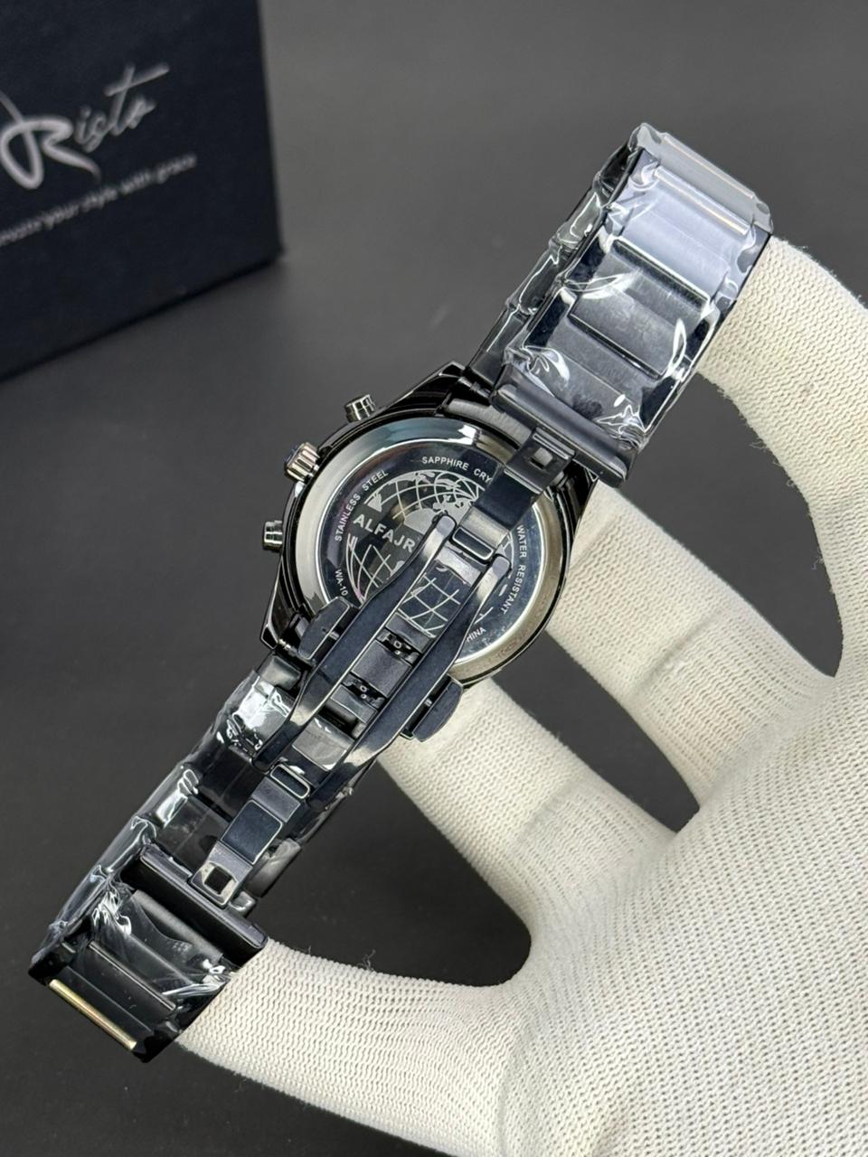 Al Fajar Islamic Prayer Watch – Dual-Time Stainless Steel Watch with Qibla Compass & Azan Alarm