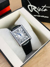 BG Cartier Tank Roman Numerals Watch - Leather Straps black & silver Dial