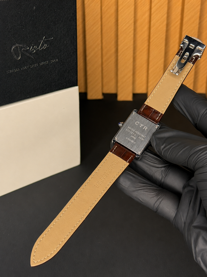 Cartier Tank Roman Numerals Watch - Leather Straps Brown White Dial