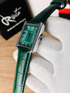 BG Cartier Tank Roman Numerals Watch - Leather Straps green & Green Dial