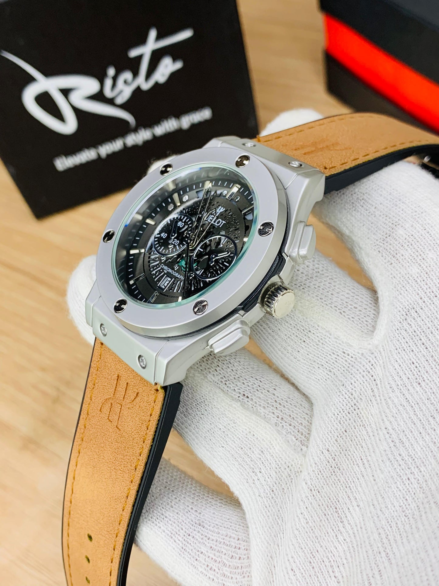 Hublott Skeleton Leather Straps - Premium Watch
