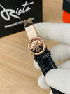 Patek Philippe Nautilus - Leather Strap Black Dial - Black & Rose Gold