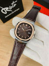 Patek Philippe Nautilus - Leather Strap brown Dial Brown & Rose Gold