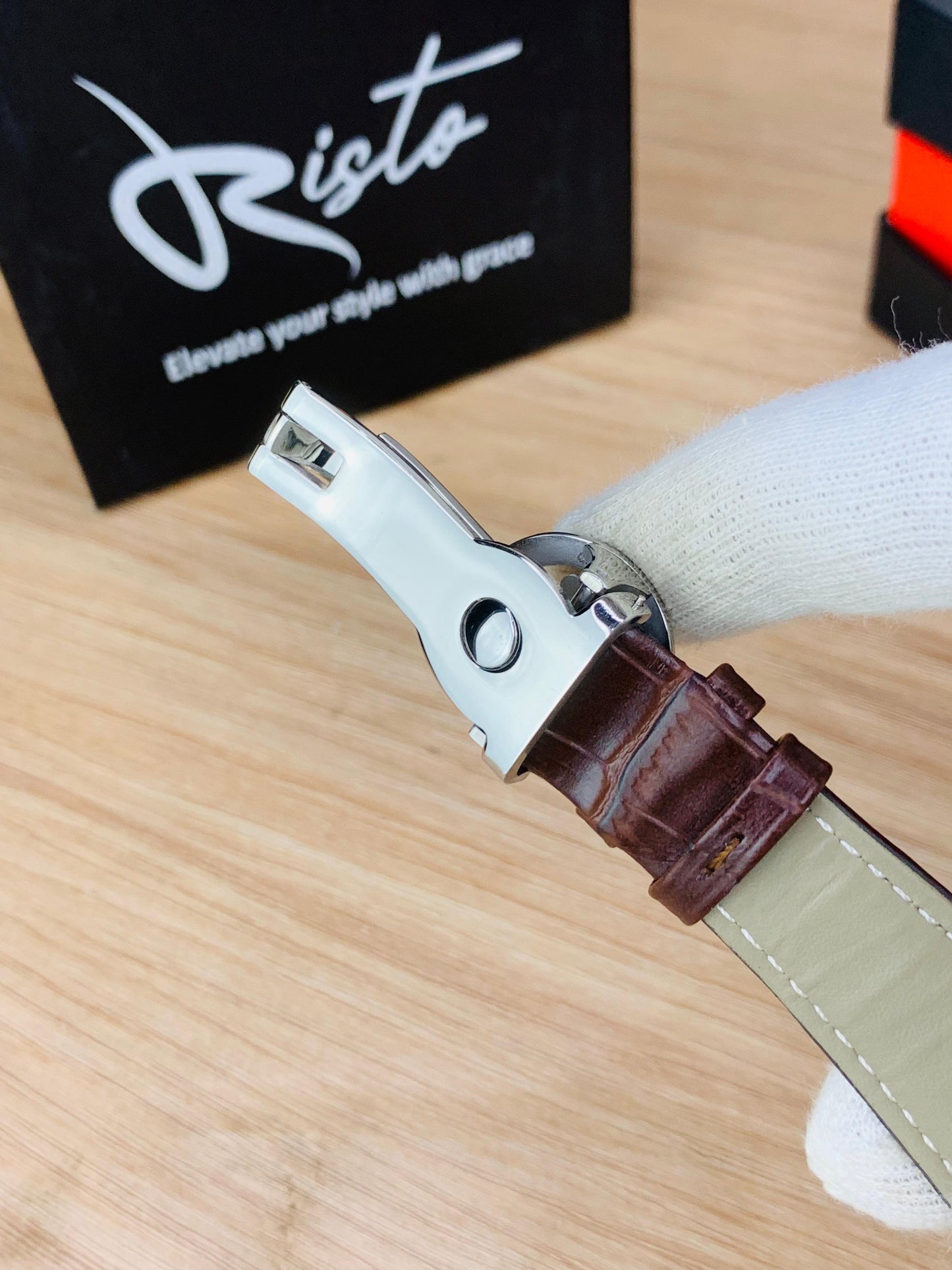 Patek Philippe Nautilus - Leather Strap White Dial Brown & Golden