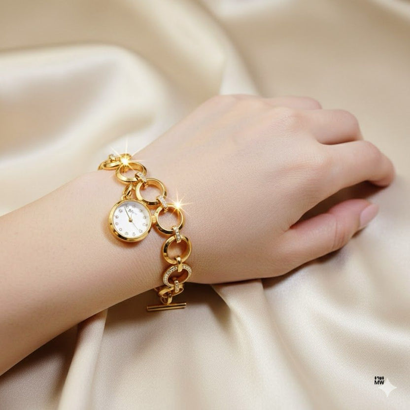 Dior Round Watch Bracelet - Golden Chain