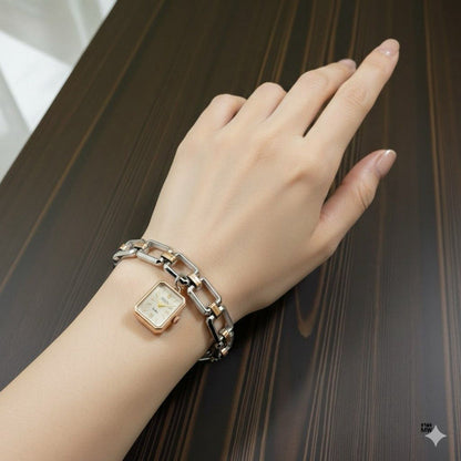 Rolex Rectangular Watch Bracelet - Two Tone Silver Chain