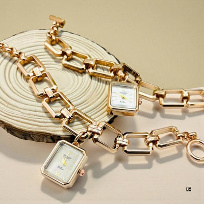 Rolex Rectangular Watch Bracelet - Rose Gold Chain