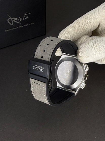 Hublot Arabic Dial - Leather Straps - Premium Watch - White Grey