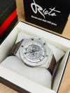 HB Skeleton Leather Straps - Premium Watch - Silver Brown