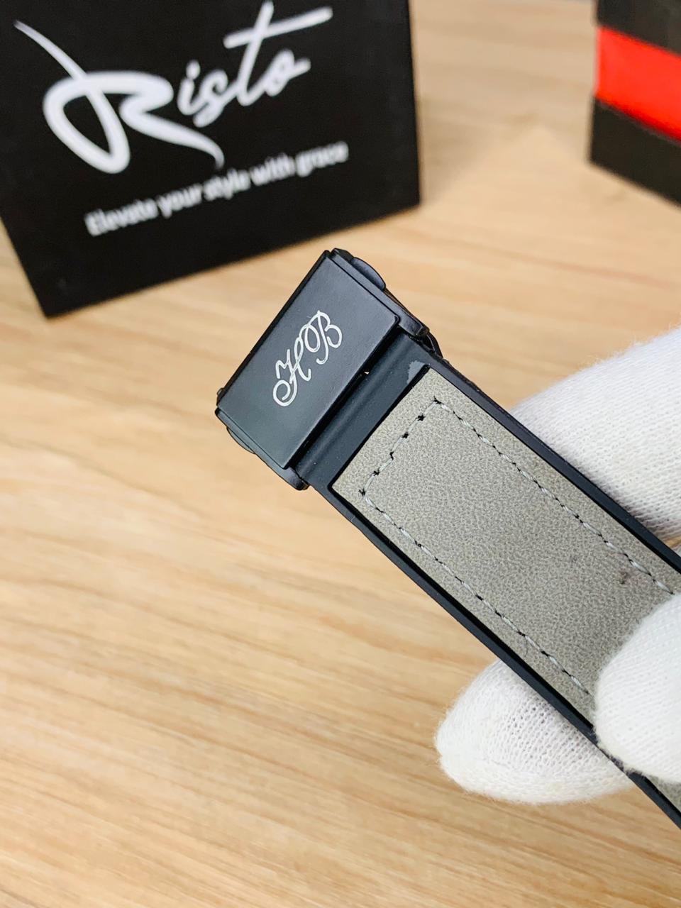 HB Skeleton Leather Straps - Premium Watch - Full Grey