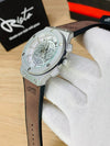 HB Skeleton Leather Straps - Premium Watch - Silver Brown