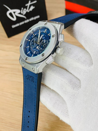 Hublot Skeleton Leather Straps - Premium Watch - Full Blue