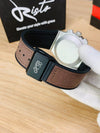 HB Skeleton Leather Straps - Premium Watch - Silver Brown