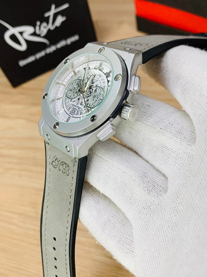 HB Skeleton Leather Straps - Premium Watch - Full Grey