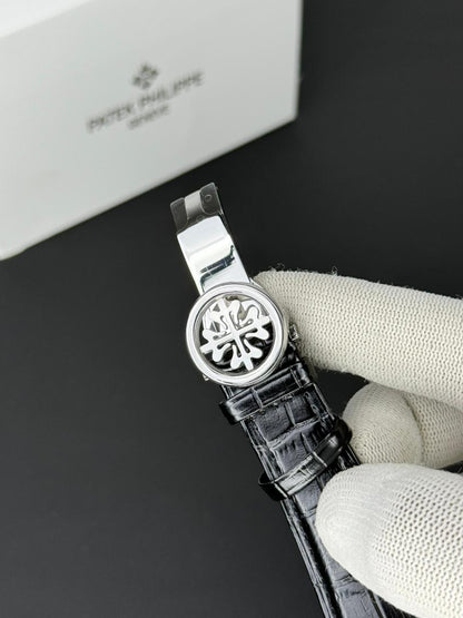 Patek Philippe Nautilus - Leather Strap Black Dial - Black & Golden