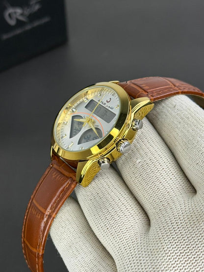 Al-Fajr Deluxe Dual-Time Watch - Leather Straps (Prayer Time & Qibla Edition)